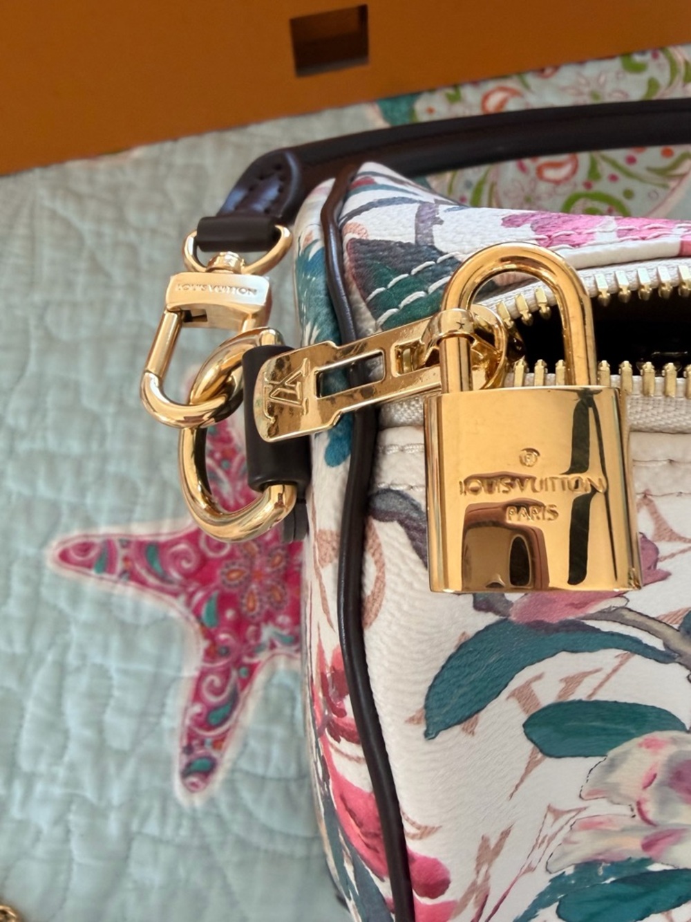 NWT...Louis Vuitton Soft Speedy 30 Eden White with Green and Pink Accents - Picture 6 of 15